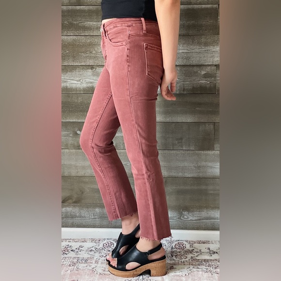 lovervet denim tummy control wine straight leg crop jeans raw hem LV1200WI 26 - Picture 12 of 16